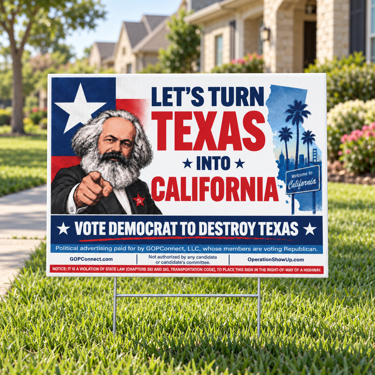 DESTROY TEXAS Yard Sign