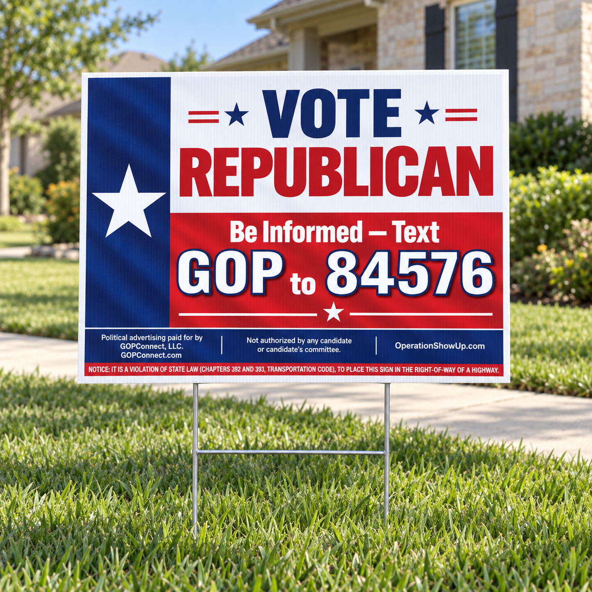 TEXAS VOTE REPUBLICAN Yard Sign